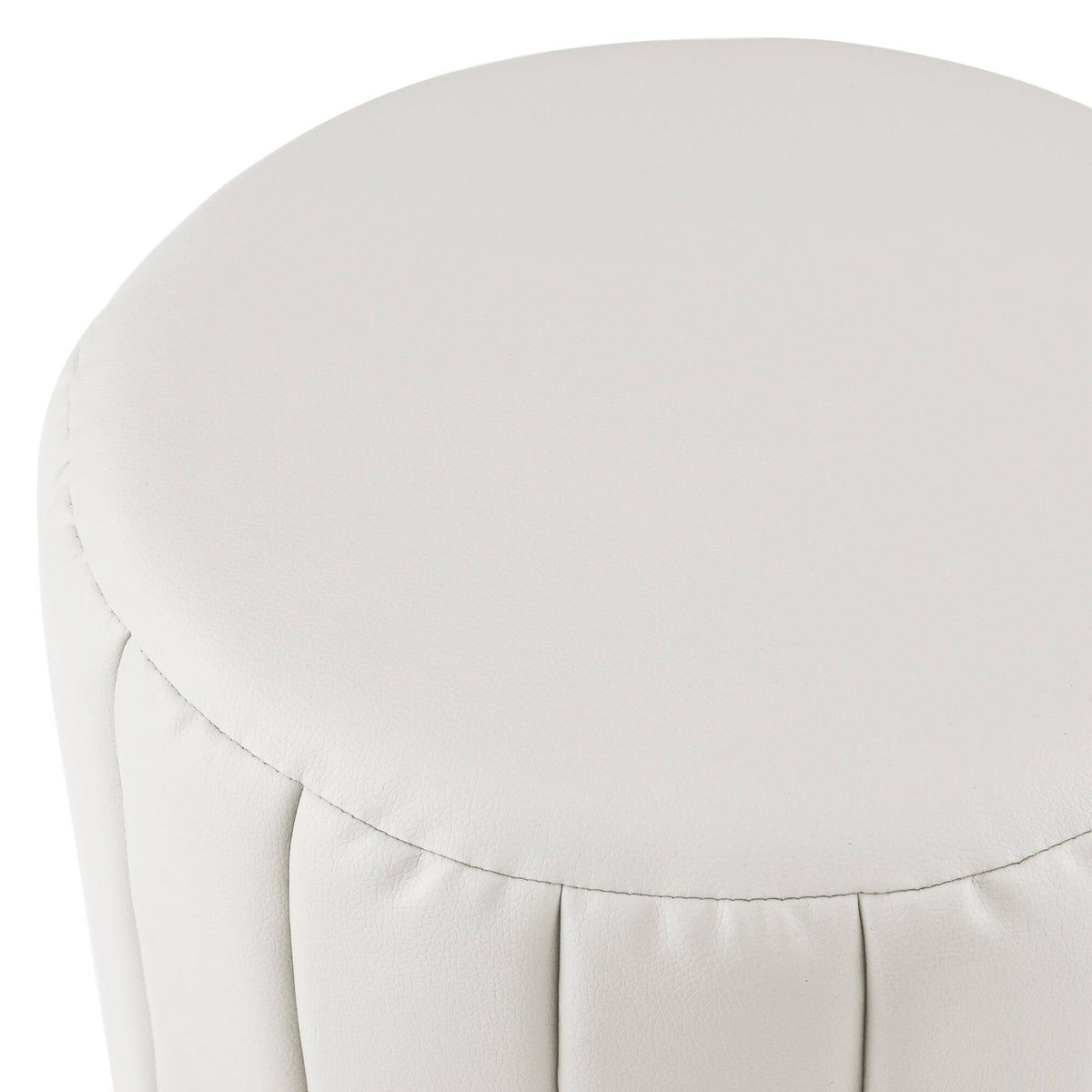 Grey/Silver Leather Round Ottoman W28198