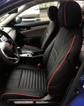Black with Red Trim Leatherette Car Seat Covers for Honda Civic Sedan T5497