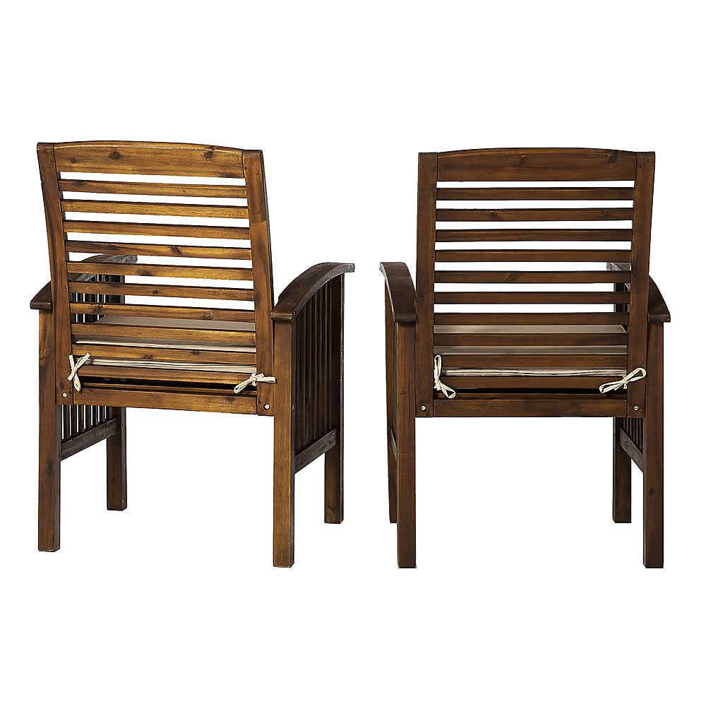 Dark Brown Acacia Wood Patio Chairs, Set of 2 J52692