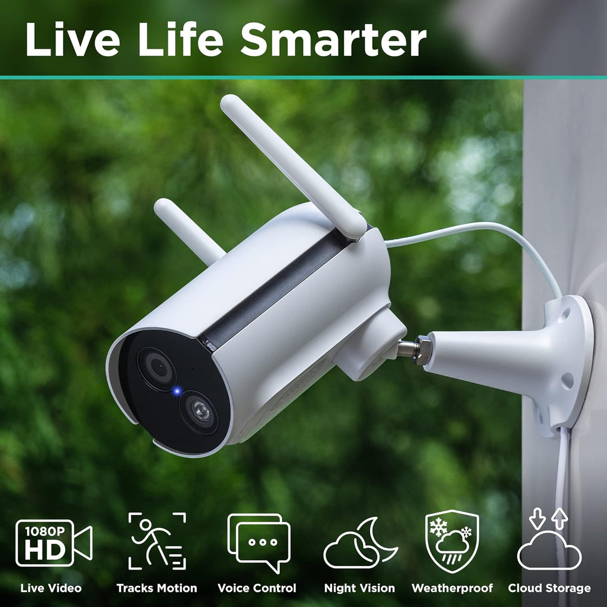 1080p HD IP65 Weatherproof Security Camera with 2-Way Audio and Night Vision P781524