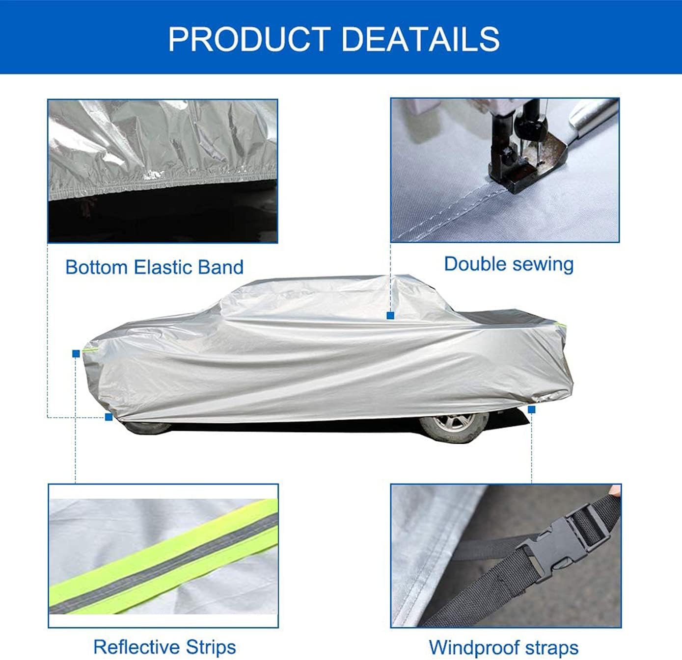 6 Layers Waterproof Car Cover 185 X 70 X 59 inches E772