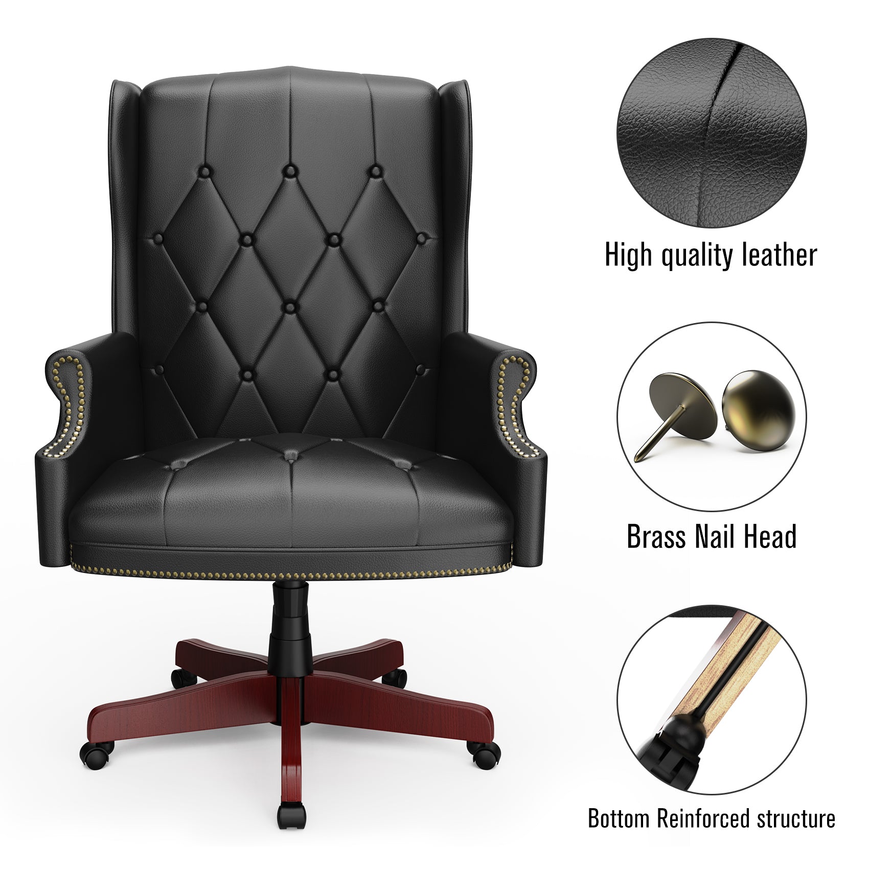 Black Ergonomic PU Leather High Back Office Chair U69816