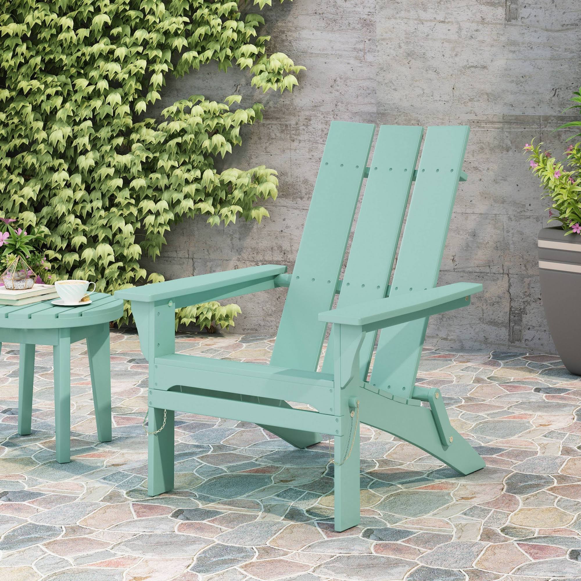 Light Mint Acacia Wood Foldable Adirondack Chair L532
