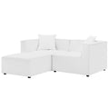 White Fabric Outdoor Loveseat Chaise Sofa R71276