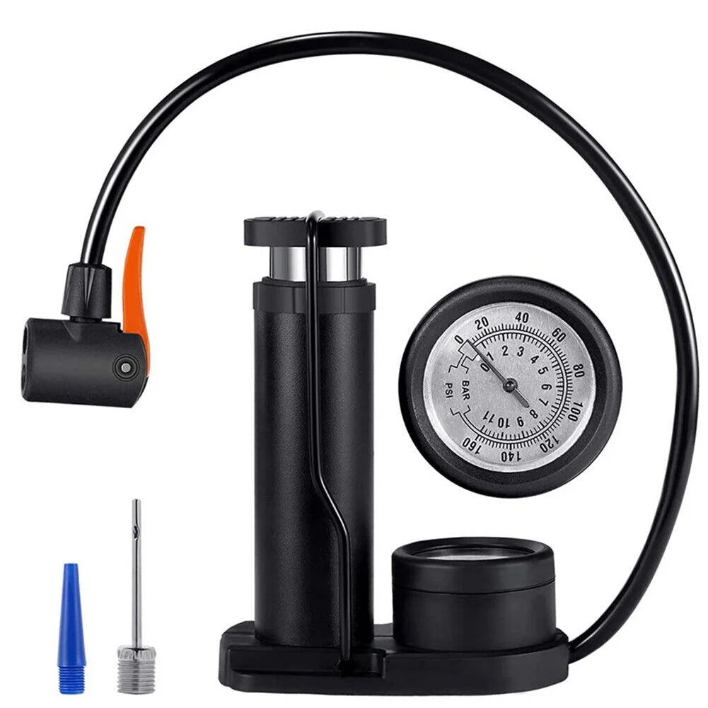 Mini Portable Bicycle Foot Pump with Pressure Gauge C606769