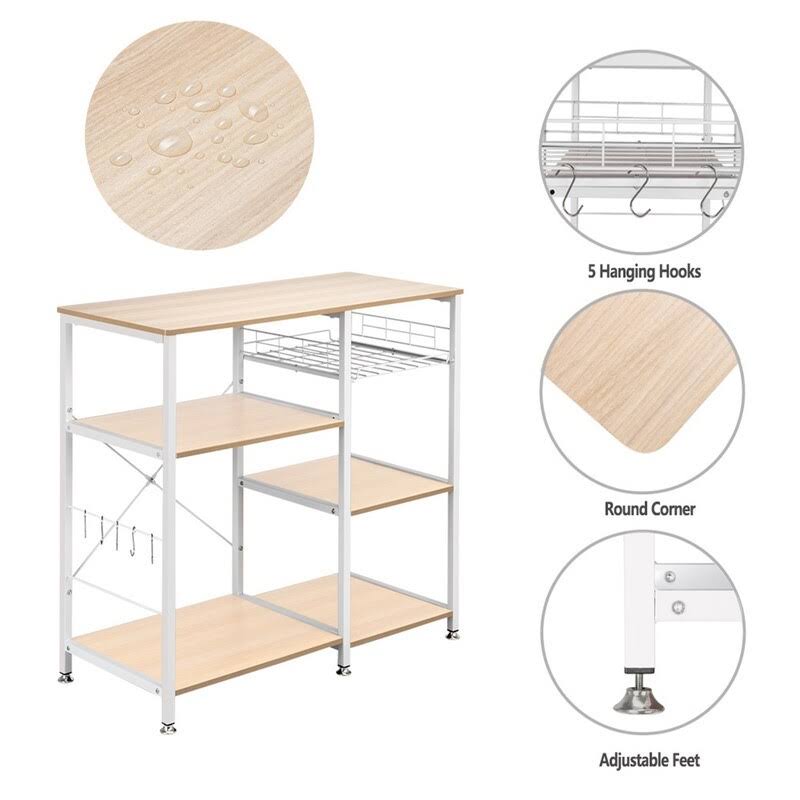 White Oak 3-Tier Metal Baker's Rack P2728