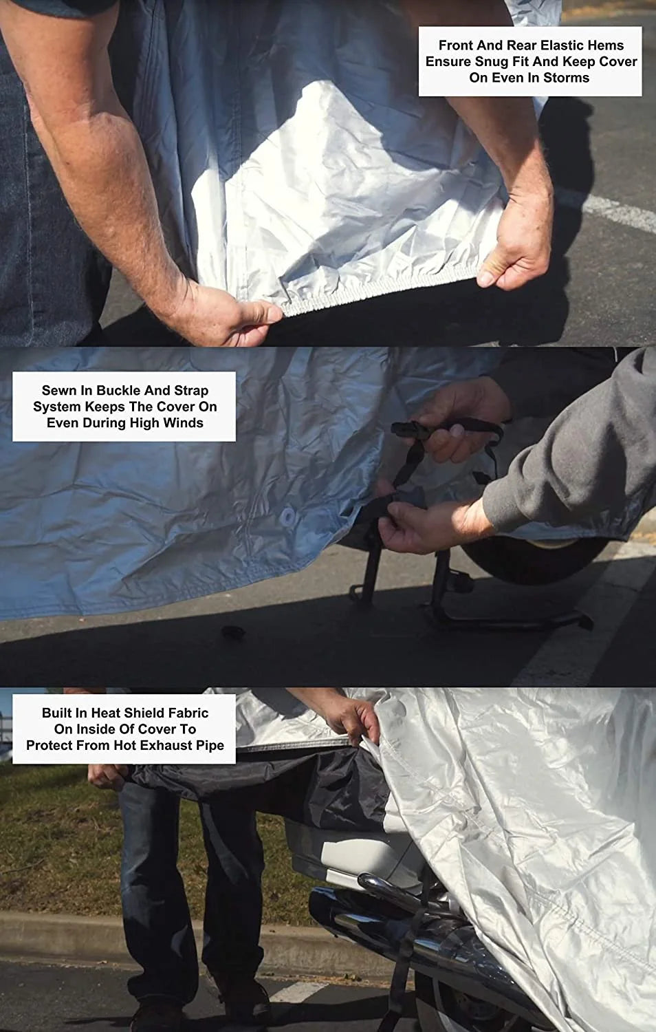 Motorcycle Cover with Securing Straps and Storage Bag I315929