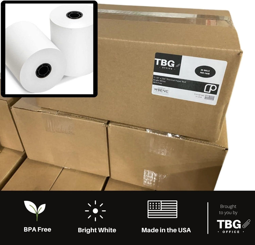 3 1/8” x 230' Thermal Paper Rolls (1 Case - 30 Rolls) O25988
