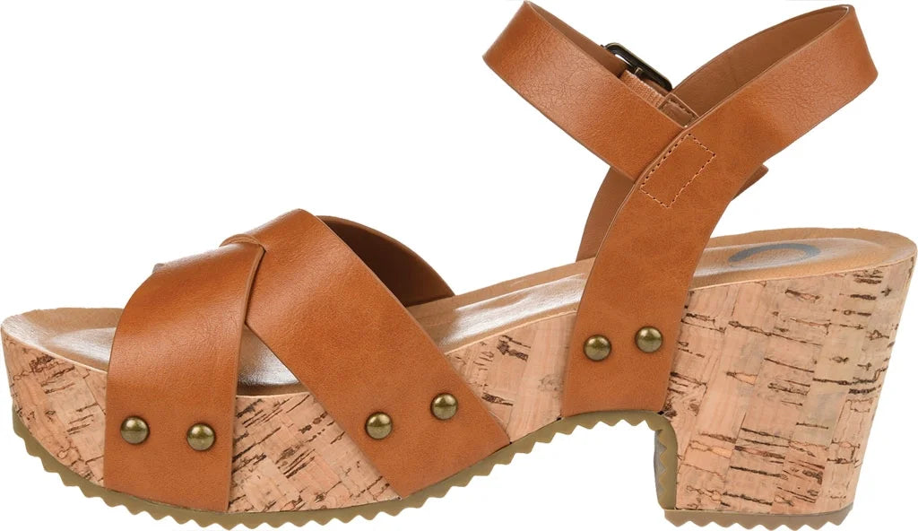 Tan Faux Leather Platform Sandal I419588