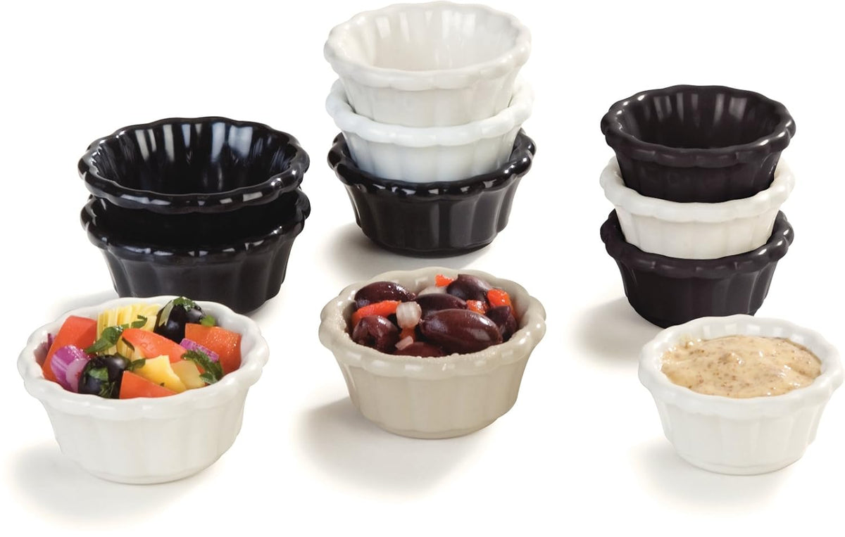 Black Melamine Scalloped Ramekin, 2 oz, Pack of 48 Y23426