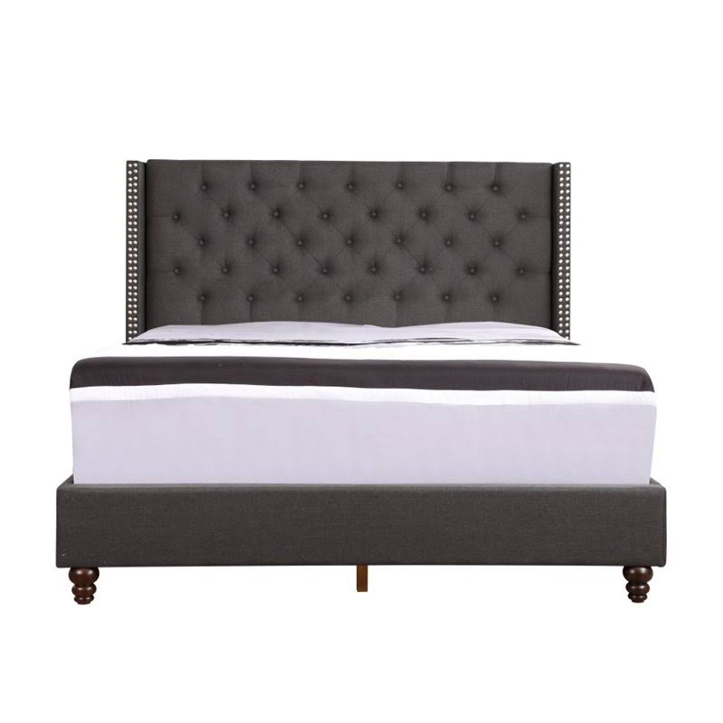 King Upholstered Bed, Ash Black V921335