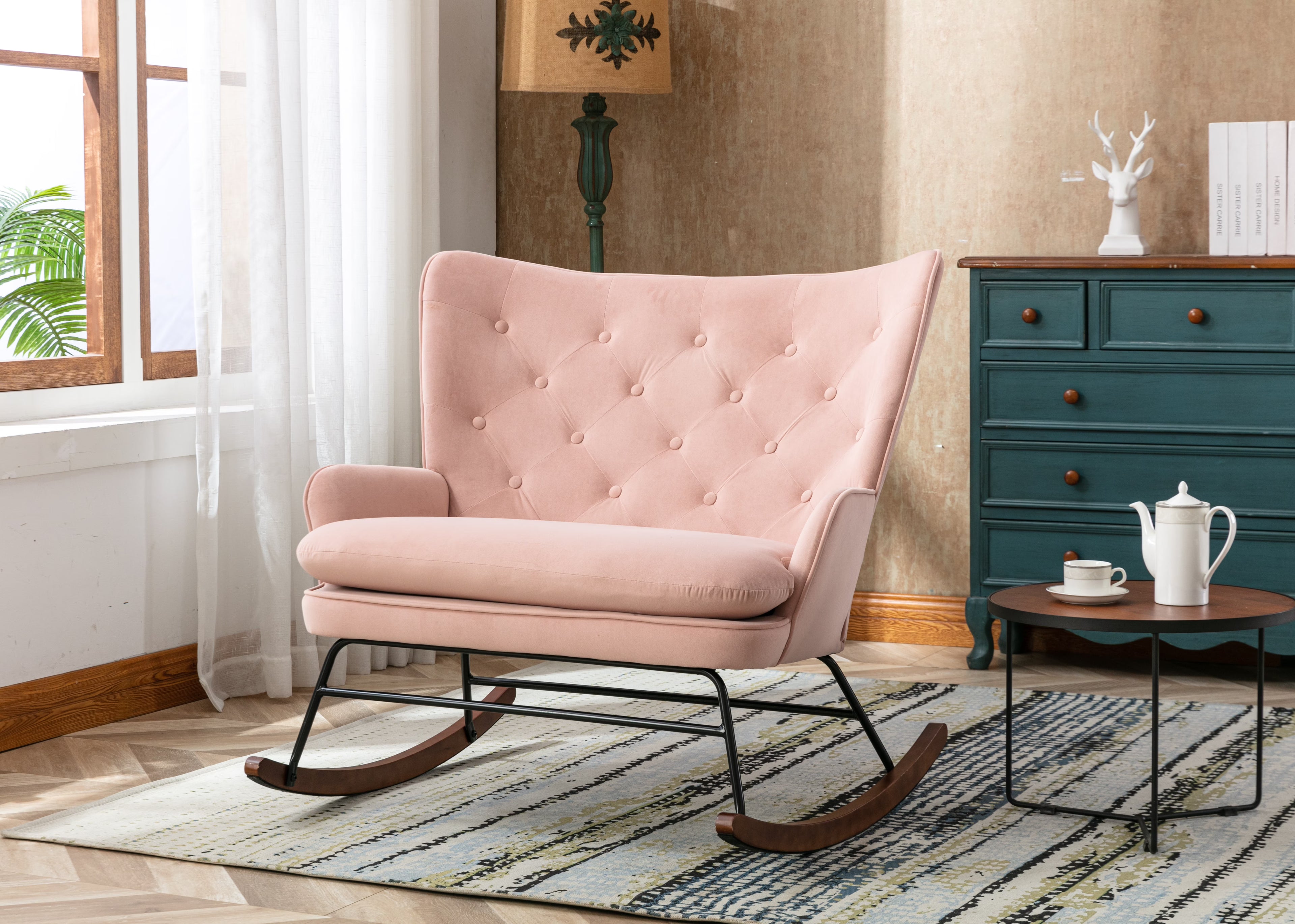 High Back Rocking Fabric Nursery Sofa G885771