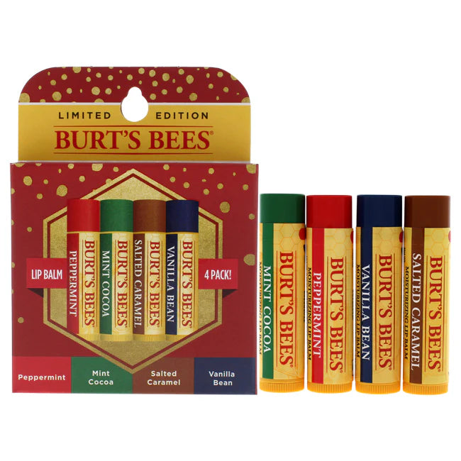 Blister Kit 4 x 0.15 oz Lip Balm Pepermint Mint Cocoa Salted Caramel Vanilla Bean Moisturizing J7522