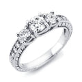 14K White Gold Three Stone Diamond Engagement Ring B97047