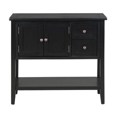Black Console Table with 2 Drawers, 1 Cabinet and 1 Shelf Y39525