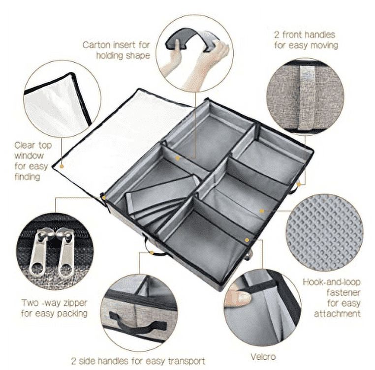 2 PCS Under Bed Shoe Storage Organizer with Clear Cover Window, Gray J236482