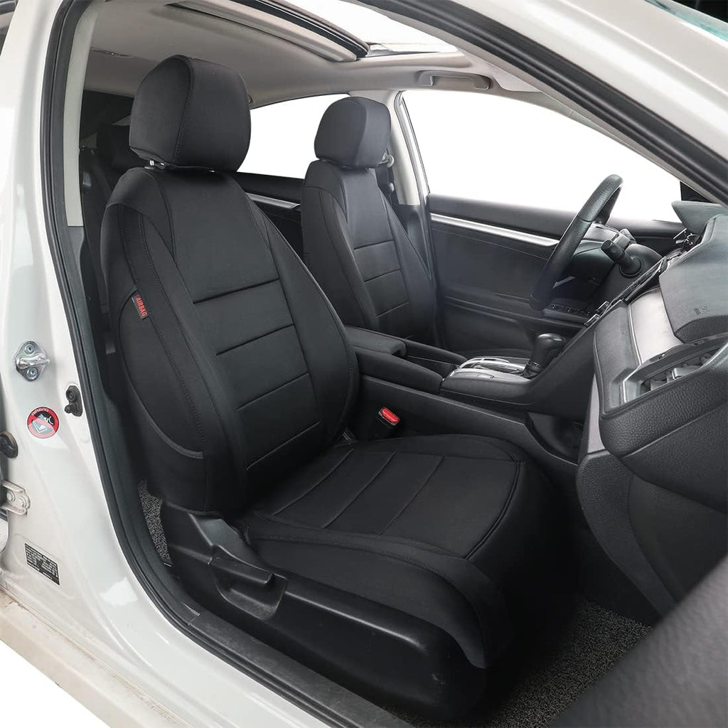 Black with Red Trim Leatherette Car Seat Covers for Honda Civic Sedan T5497