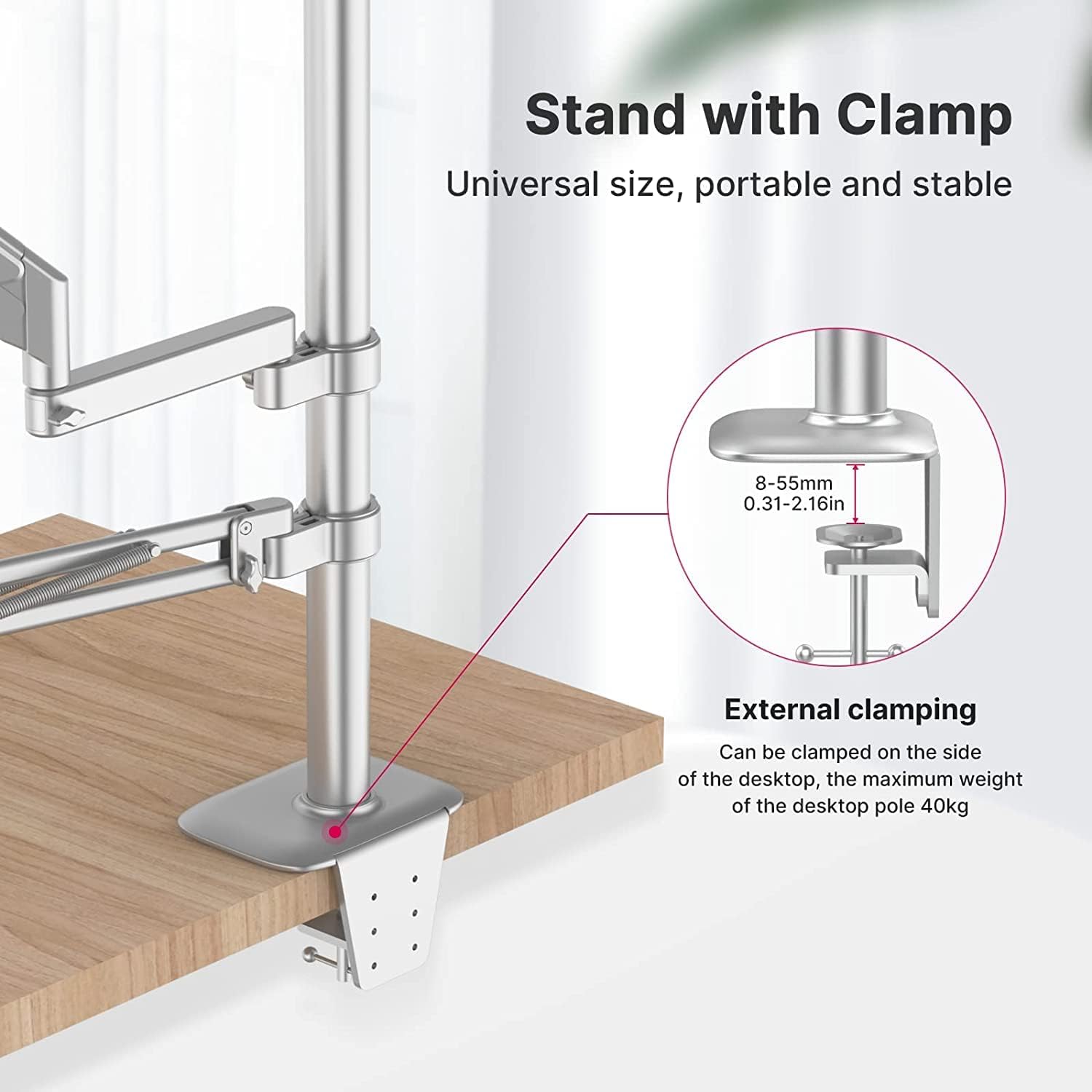 Desk Camera Mount Webcam Stand with Microphone Boom Arm Tripod Z4214
