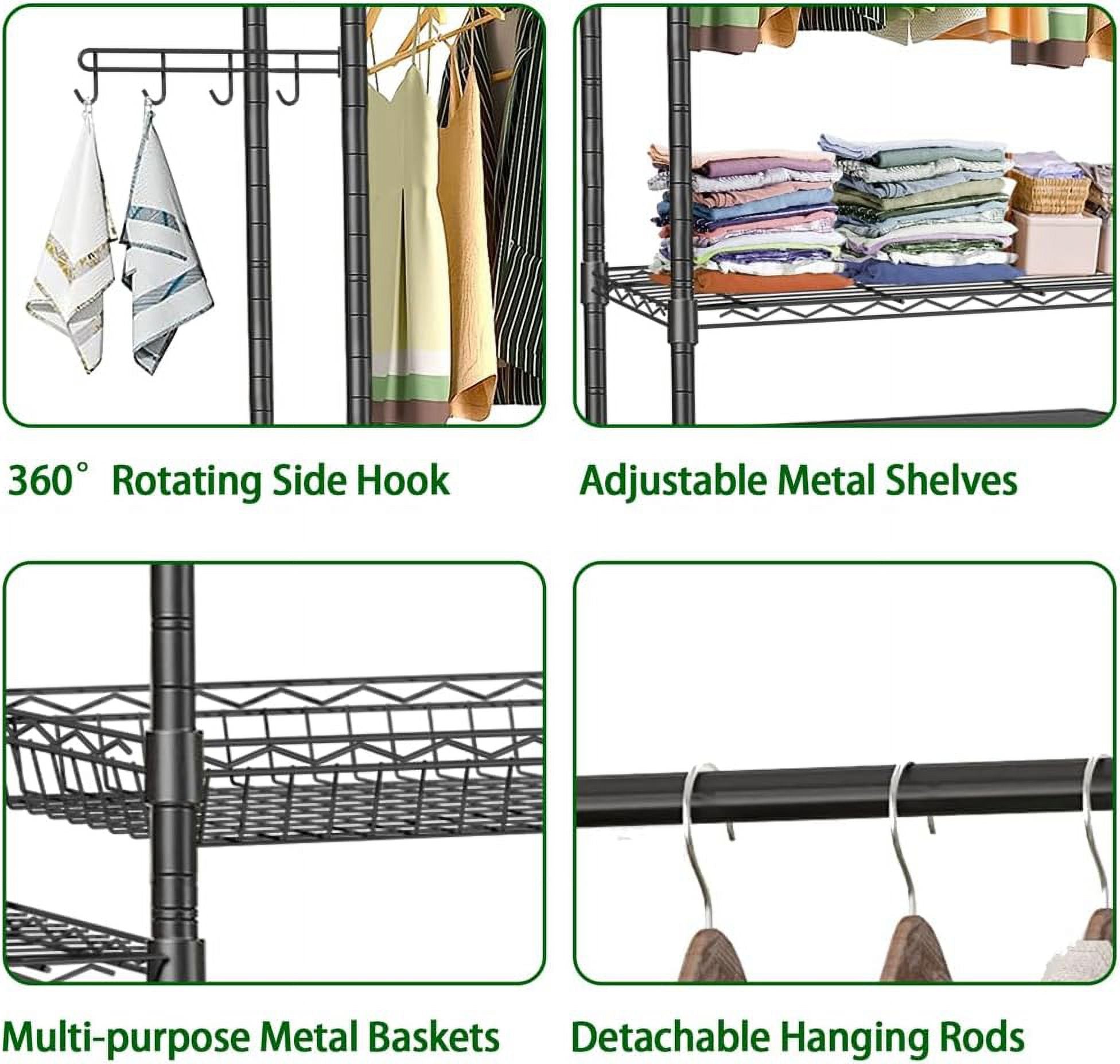 Black 4 Tier Clothes Drying Rack with Adjustable Shelves J31807