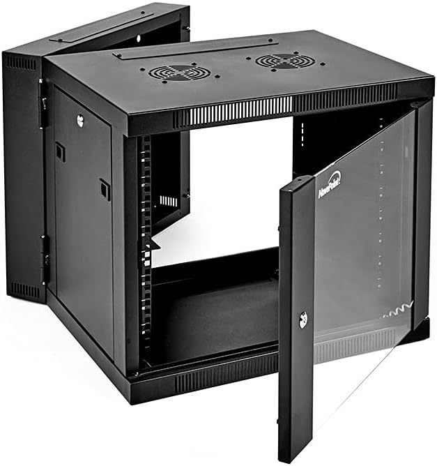 9U Wall-Mount Network Cabinet Enclosure with Hinged Back and Glass Front Door Z654259
