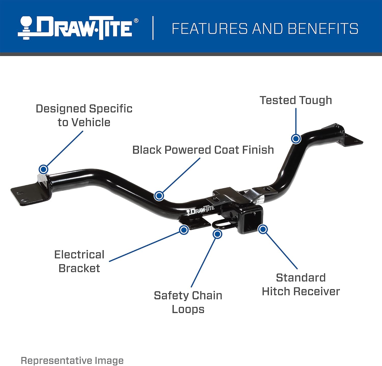 Class 4 Trailer Hitch, 2 Inch Receiver, Black R2962