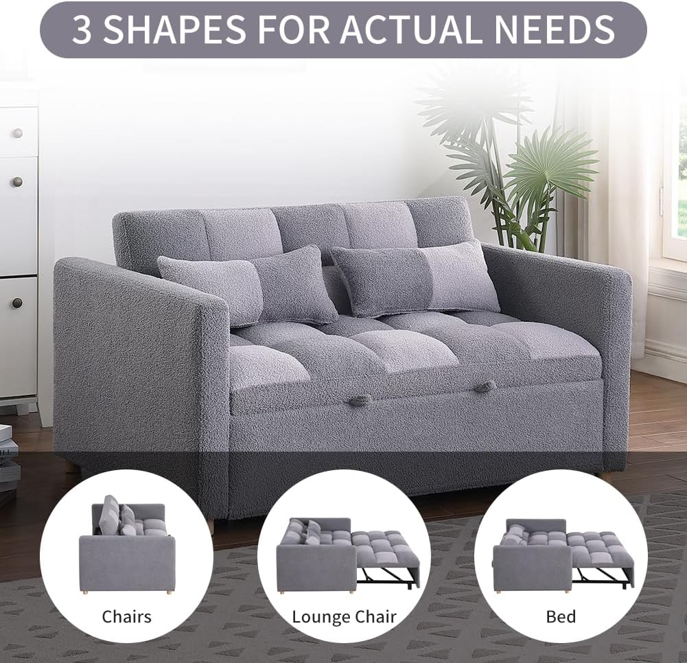 Gray Convertible Sofa Bed Couch M704