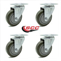 4x22 x 1.25x22 Gray Polyurethane Wheel Swivel Casters Set of 4 M317