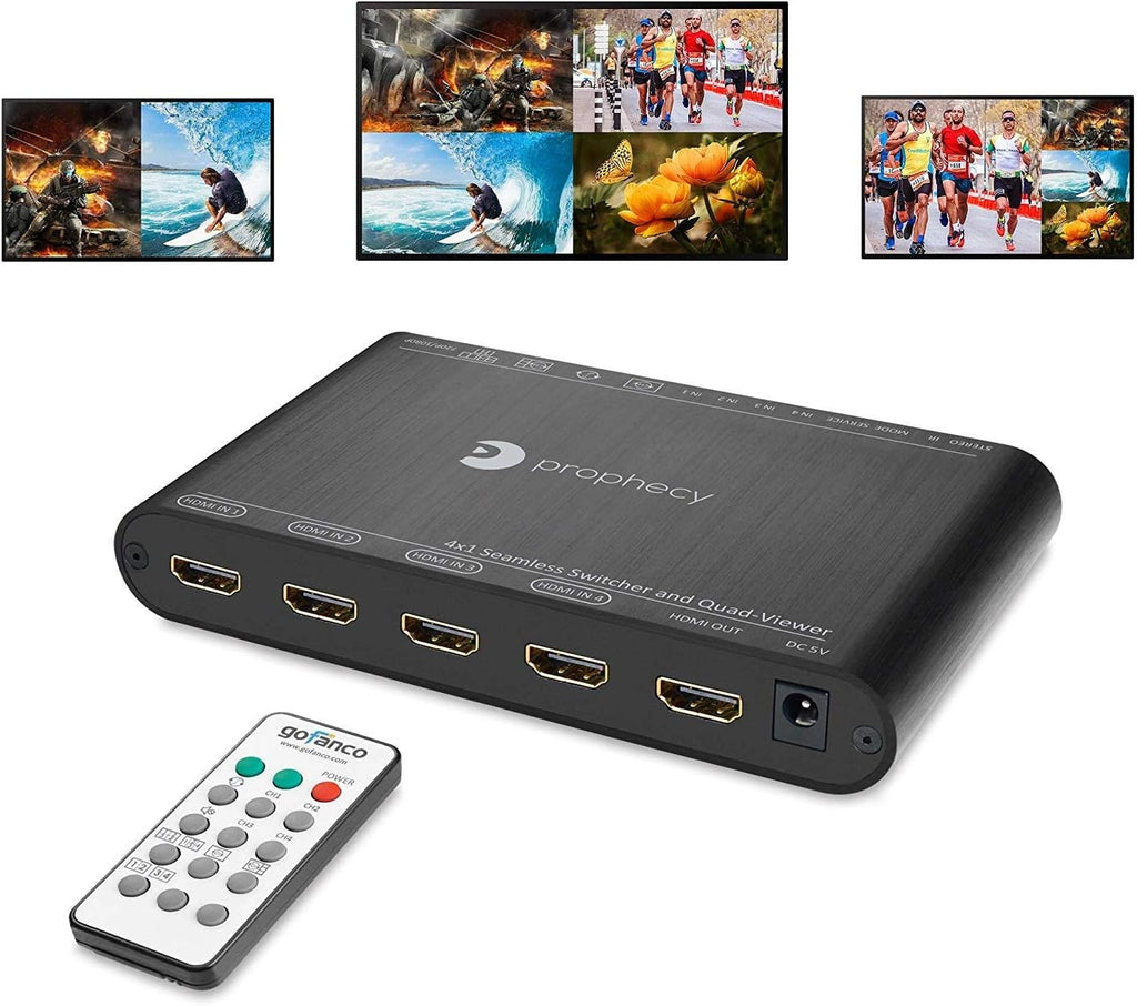 1080p Quad Multi-Viewer 4x1 HDMI Switcher with Seamless Switch T60952