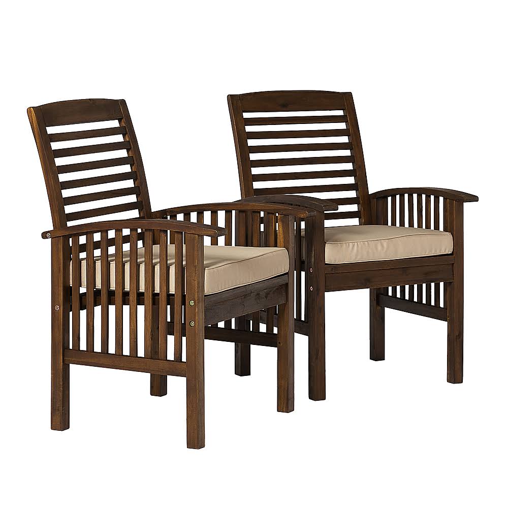Dark Brown Acacia Wood Patio Chairs, Set of 2 J52692