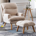Beige Accent Chair with Ottoman L349