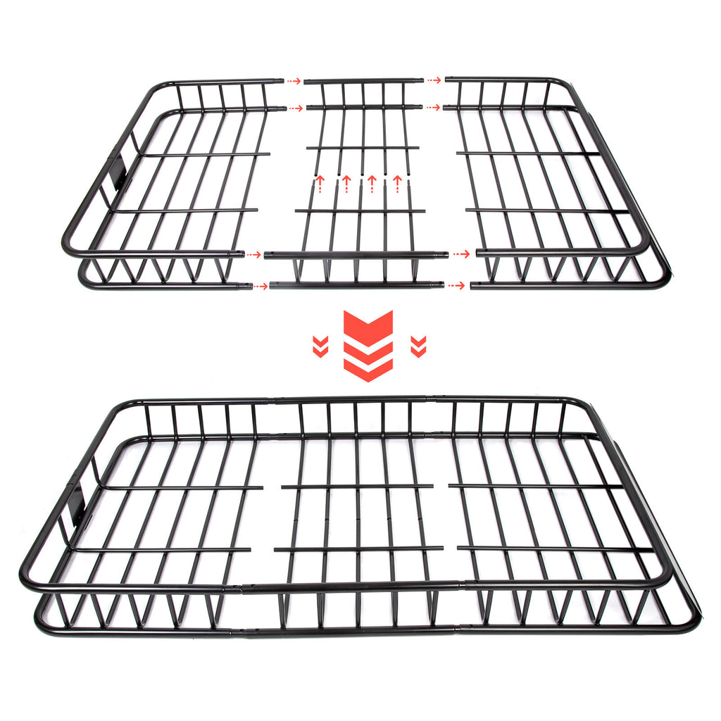 Black Roof Rack Cargo Carrier with Extension Luggage Basket P341
