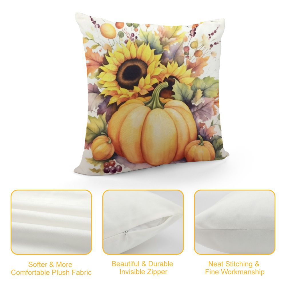 Fall Pillow Covers 18x18 Pumpkin Maple Leaves Sunflower Vase Outdoor Decorative Throw Pillows Farmhouse Autumn Cushion Case L74279