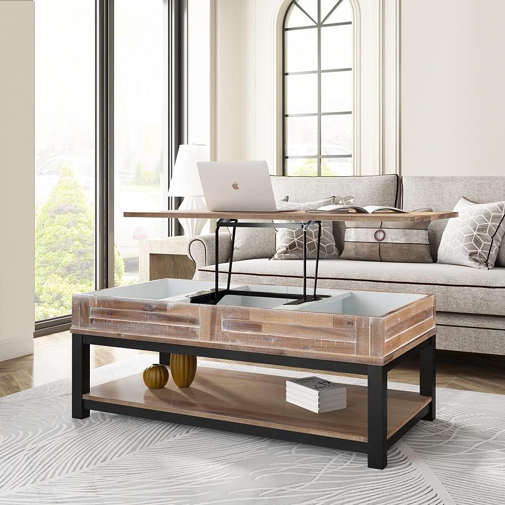 Wood Coffee Table with Drawer and Storage Shelf, Caster Wheels, Retro, Espresso G57574