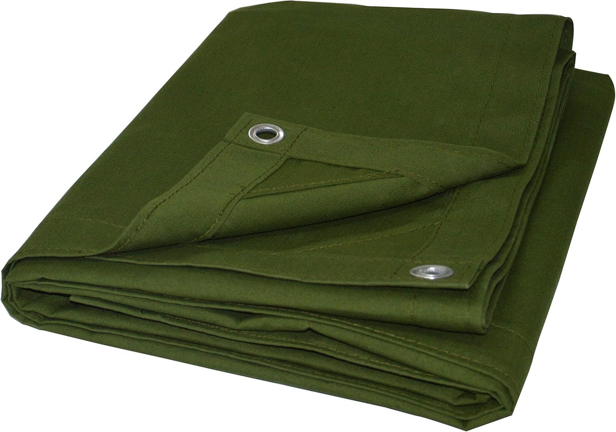 Canvas Tarp 6'x8' with Rustproof Grommets, 10oz Heavy Duty Tarpaulin Cover, Finished Size 6 x 8 Feet Pack of 2 U29079