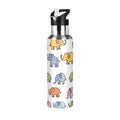 Cartoon Elephants Insulated Stainless Steel Water Bottle with Straw Lid, 20 oz O5055