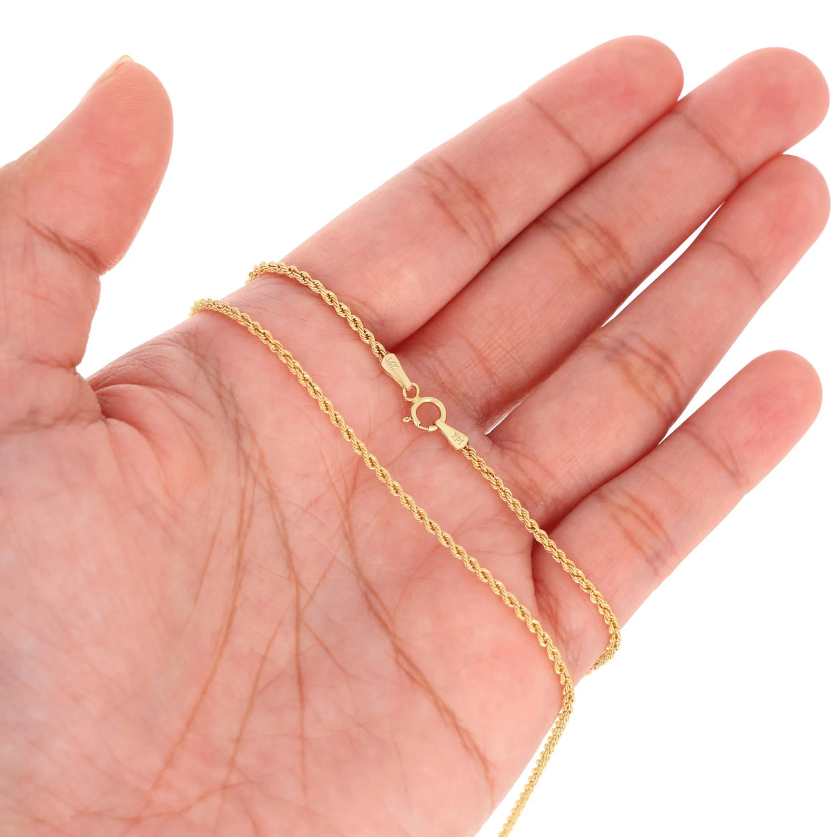 14k Yellow Gold 1.5mm Rope Chain Diamond Cut Necklace 16" - 24" F679