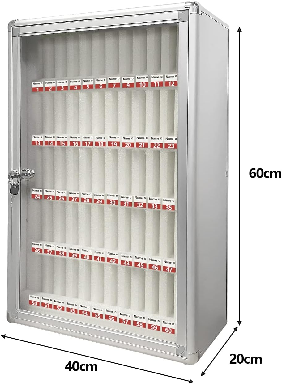 60 Slots Aluminum Alloy Cell Phones Storage Cabinet with Lock E596765