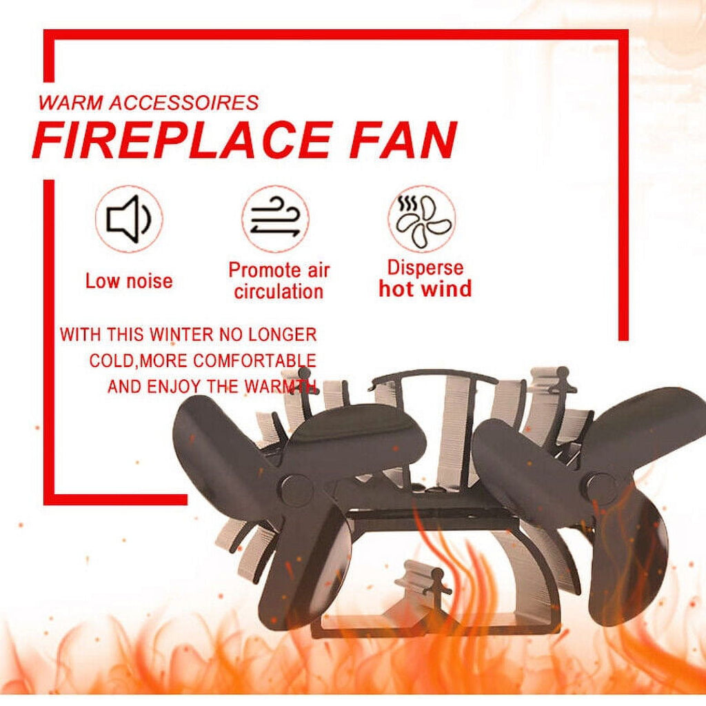 6 Blades Twin Motors Heat Powered Stove Fan O78523