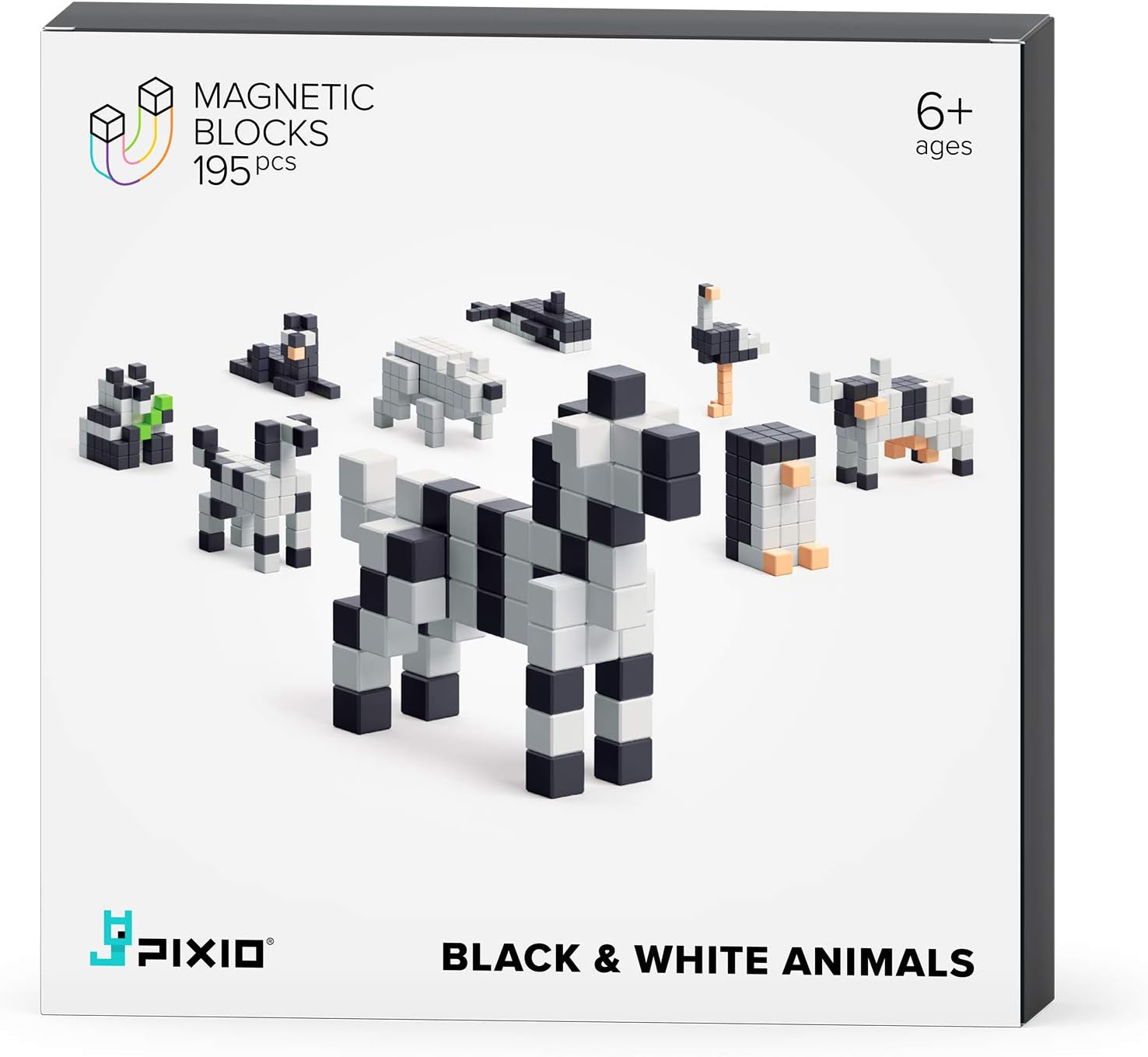 Black & White Animals Magnetic Blocks Set 195pcs F844052