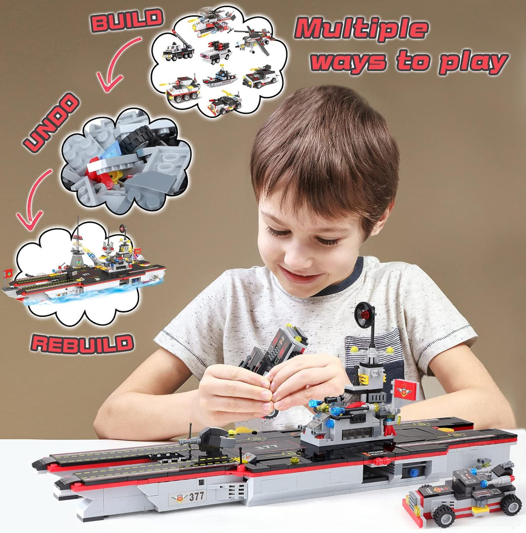 786 Pieces 8 in 1 Military Battleship Building Blocks Set Y419