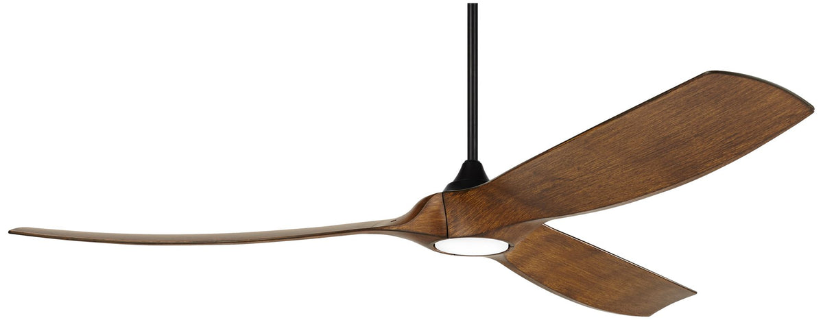 70" Black Koa Damp Rated Indoor Outdoor Ceiling Fan with Dimmable LED Light Remote E85618