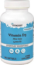 Vitamin D3 5000 IU 365 Softgels Mini Gels B1631