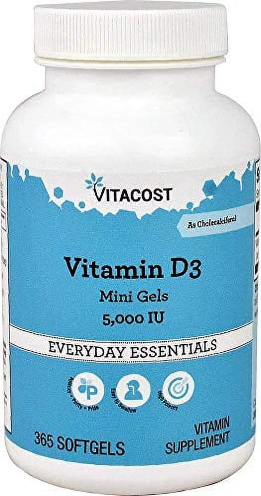 Vitamin D3 5000 IU 365 Softgels Mini Gels B1631
