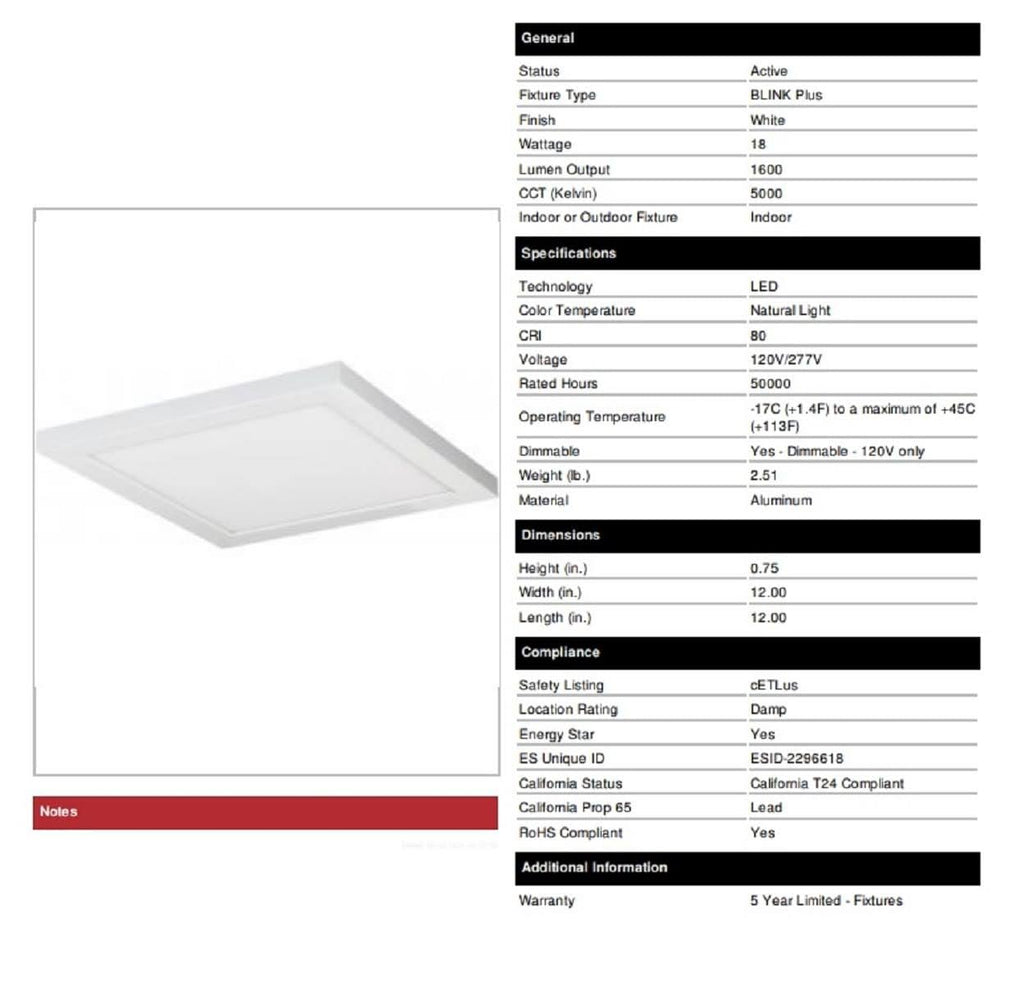 LED Flat Panel Light in White K30116