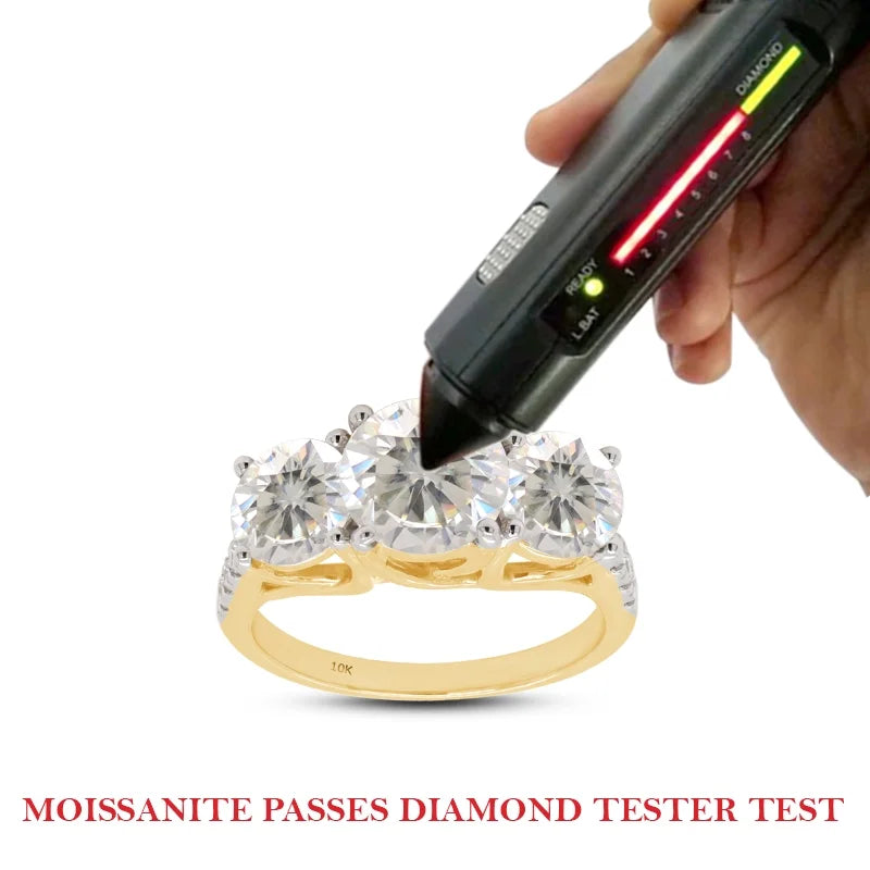 10K Solid Yellow Gold 3 Stone Moissanite Engagement Ring C8782