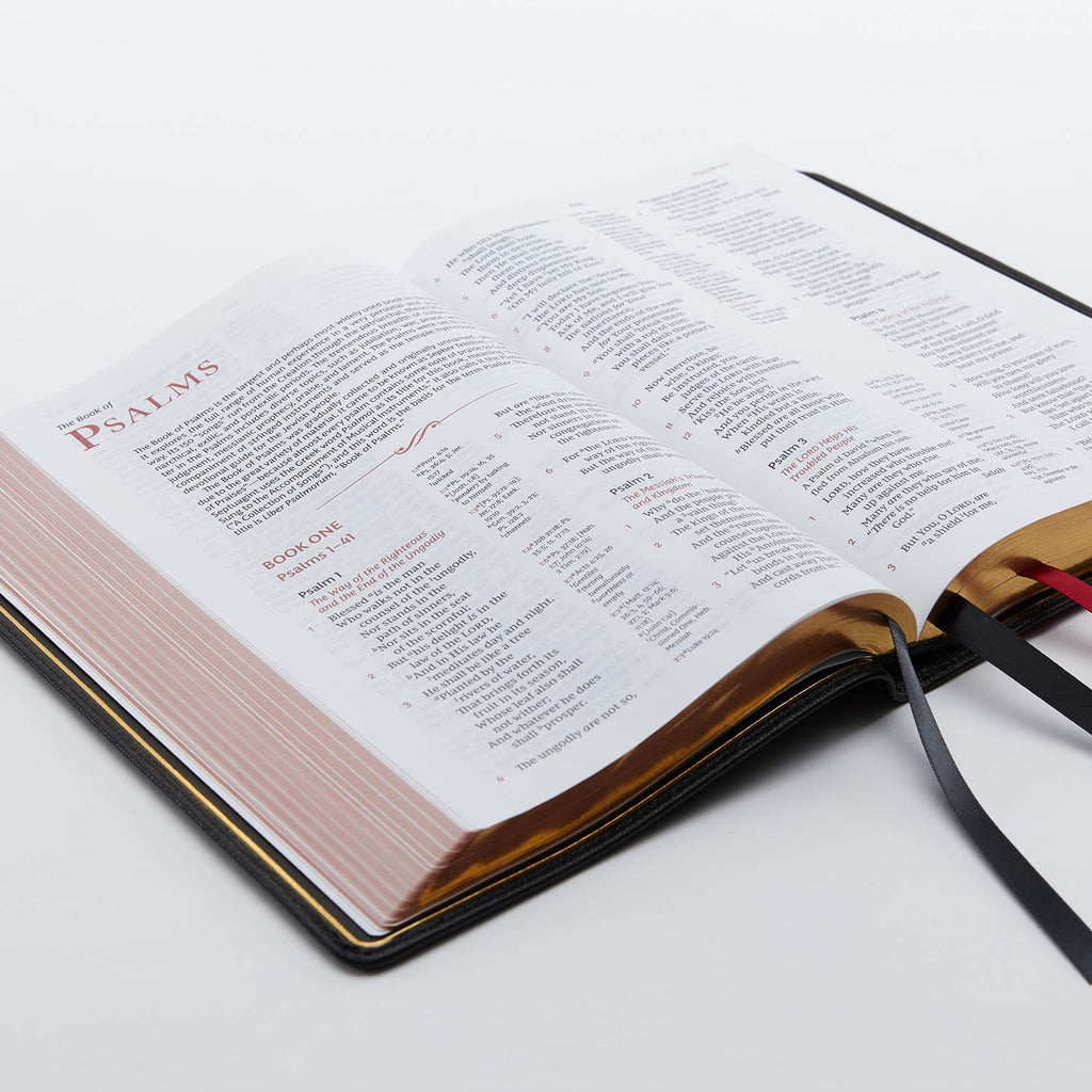 Black Premium Goatskin Leather Reference Bible J29089