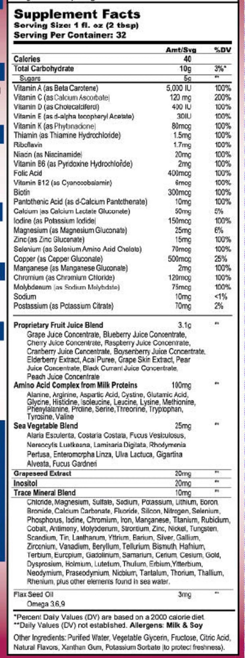 94 Vital Nutrients Liquid Vitamin, Berry, 32 Oz R261