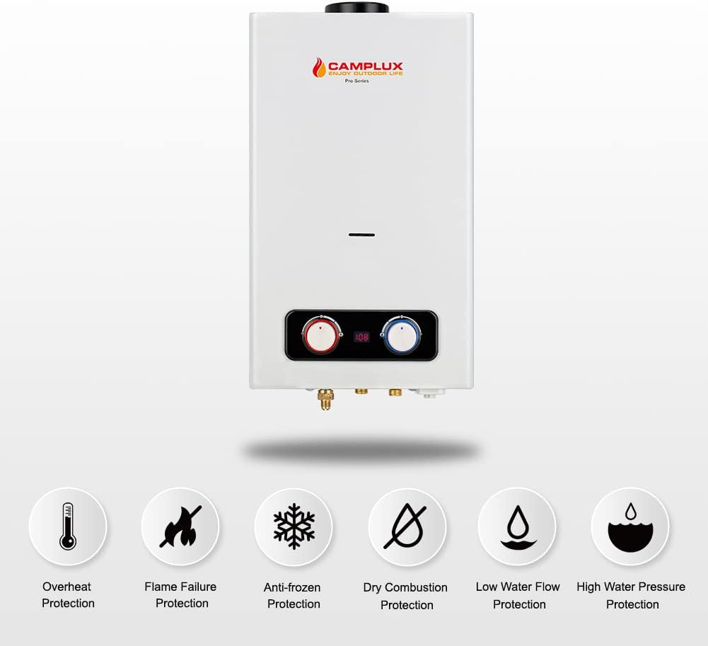 Tankless Propane Water Heater, Outdoor Portable Gas Water Heater, White X336