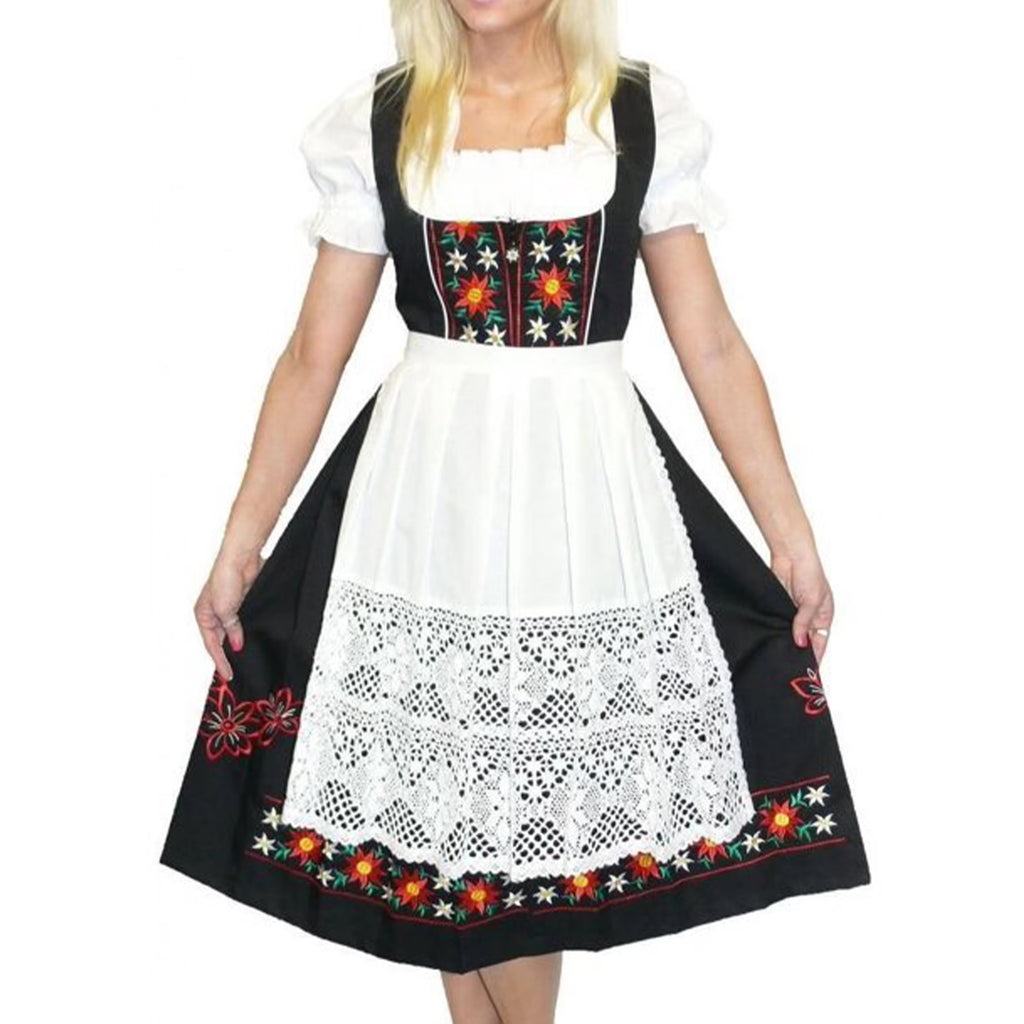Black Cotton 3 Piece Dirndl Dress J7511