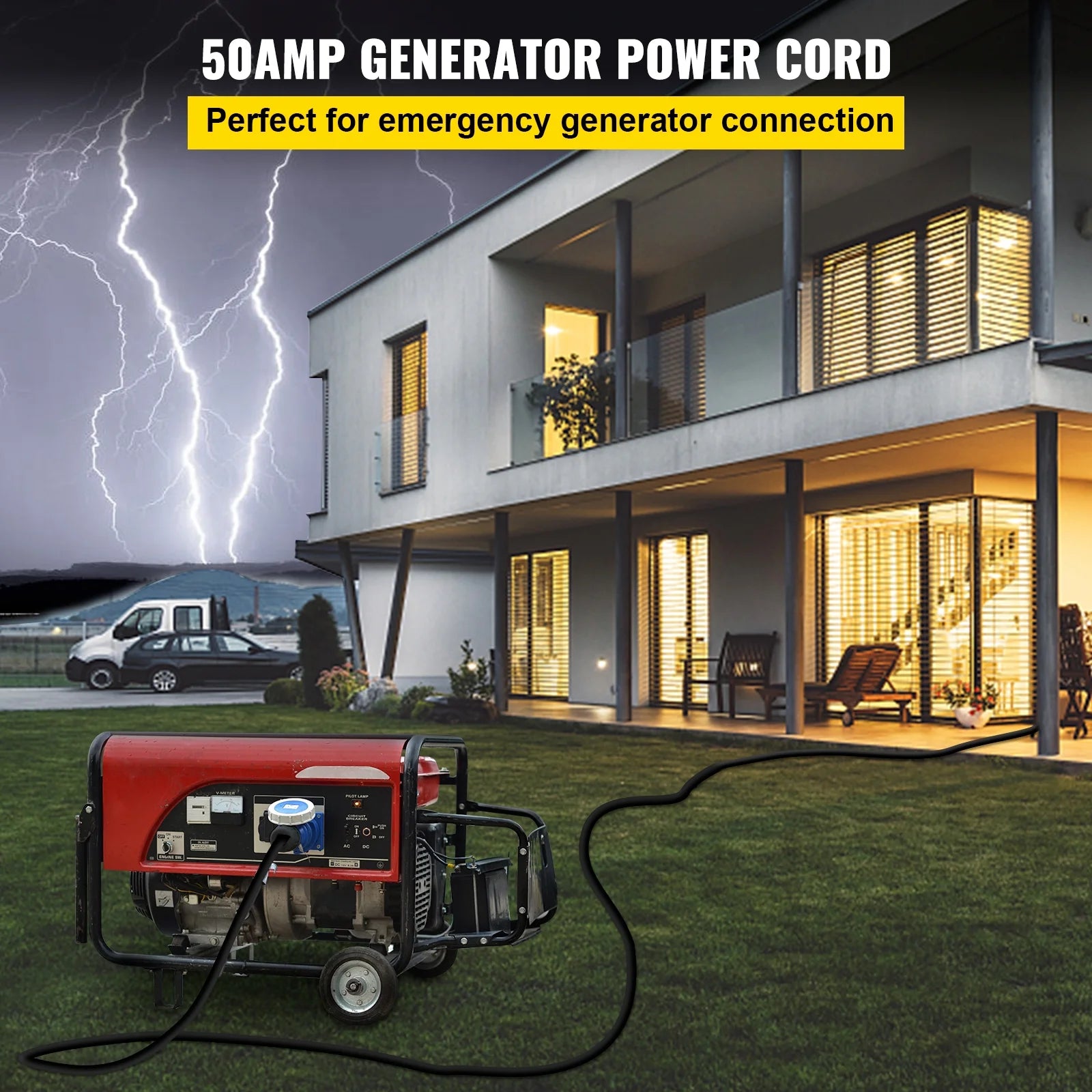 50 ft 50 Amp RV Extension Cord with Molded Connector R413